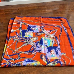 Orange and blue square shawl/scarf